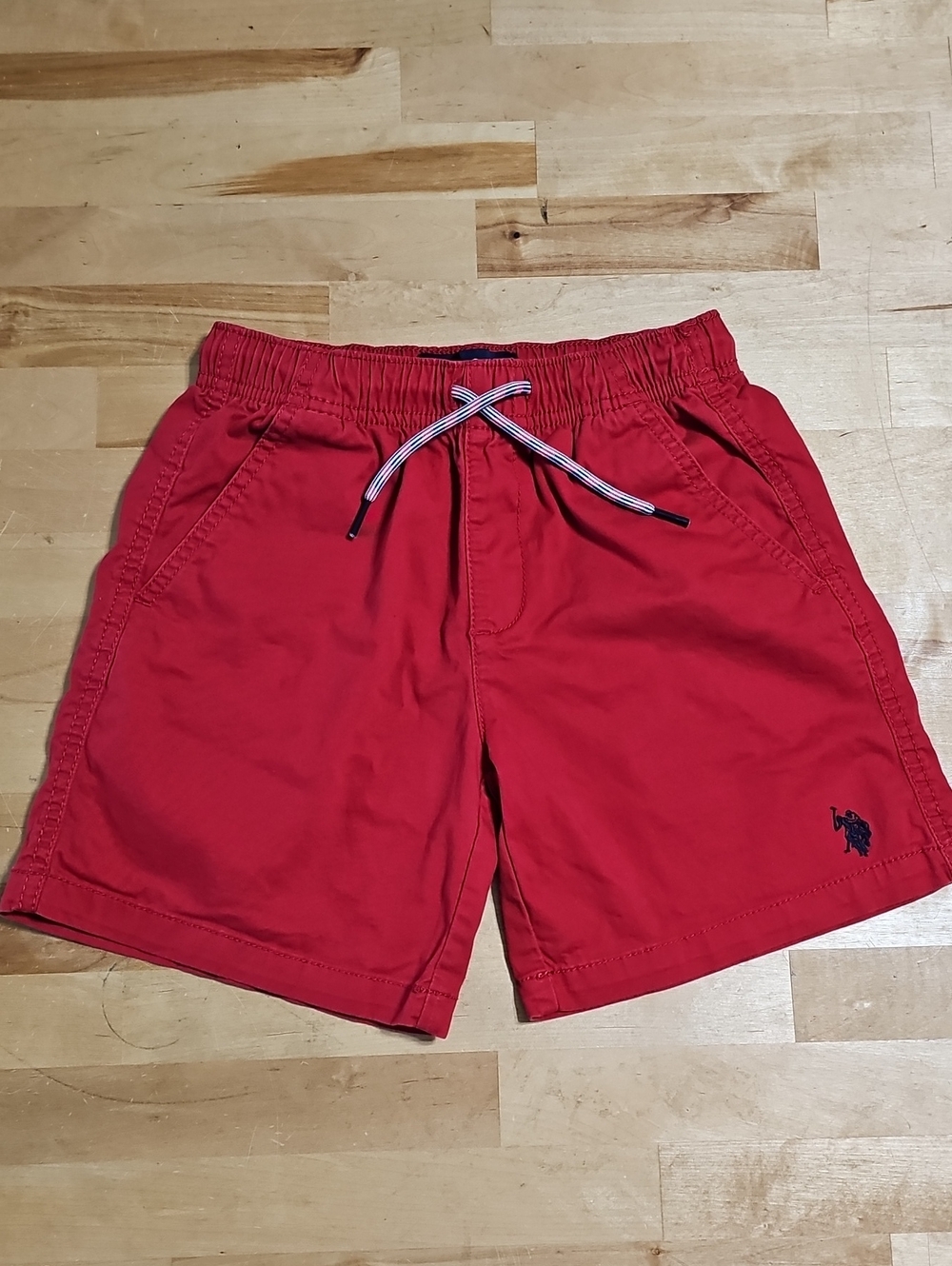 U.S. Polo Assn. Boys Red Stretch Twill Pull On Ranger Shorts Size 8 EUC